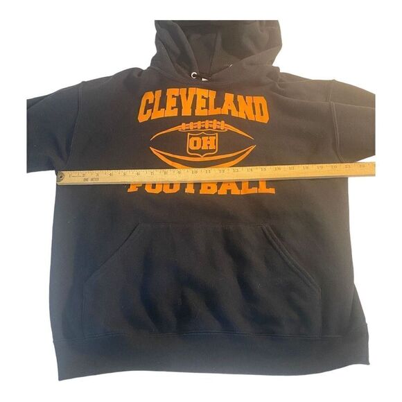 Black and Orange Cleveland Football Hoodie - Picture 6 of 9